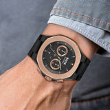 Hugo Boss Taper Chronograph Black Dial Black Leather Strap Watch for Men - 1514089
