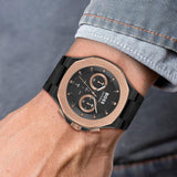 Hugo Boss Taper Chronograph Black Dial Black Leather Strap Watch for Men - 1514089