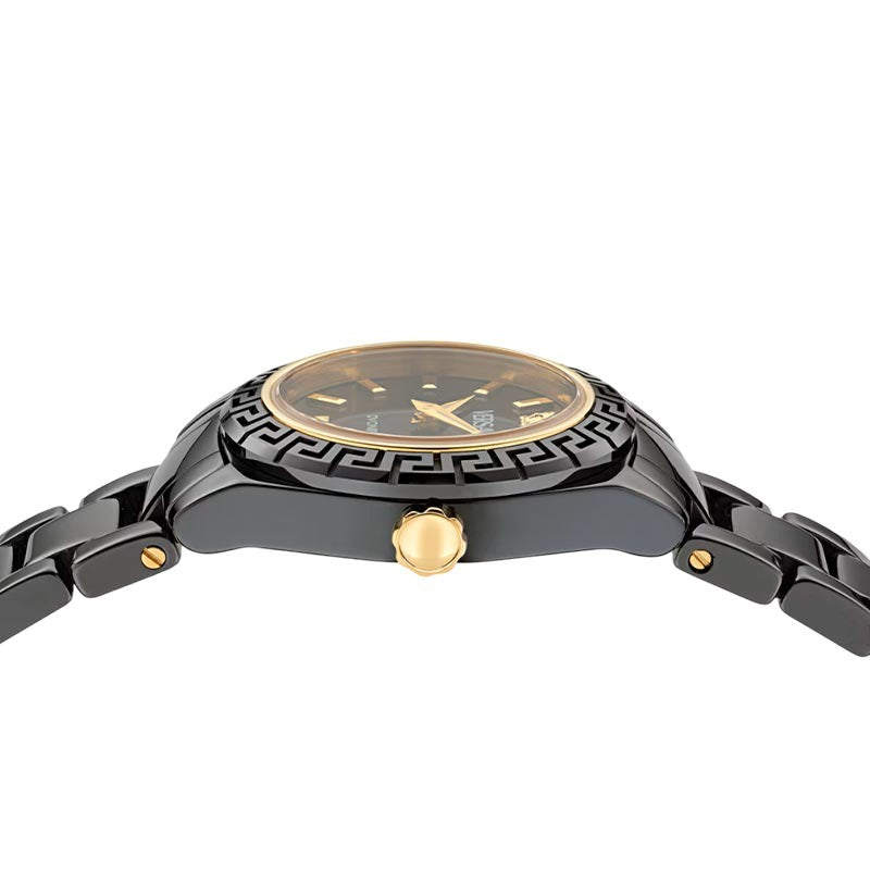 Versace DV One Mini Black Dial Black Steel Strap Watch for Women - VE9F00124