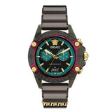 Versace Icon Active Chronograph Black Dial Black Rubber Strap Unisex Watch - VE8P00224