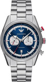 Emporio Armani Racer Chronograph Blue Dial Silver Steel Strap Watch for Men - AR11676