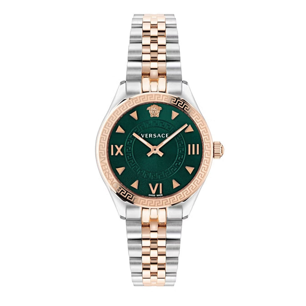 Versace Hellenyium Quartz Green Dial Two Tone Steel Strap Watch for Women - VE2S00422