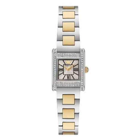 Emporio Armani Genni Crystals Silver Dial Two Tone Steel Strap Watch for Women - AR11704