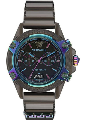 Versace Icon Active Chronograph Black Dial Grey Silicone Strap Watch for Men - VEZ701022