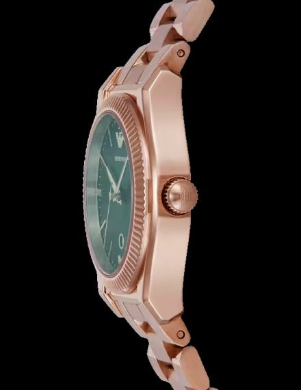 Emporio Armani Federica Analog Green Dial Rose Gold Steel Strap Watch for Women - AR11639