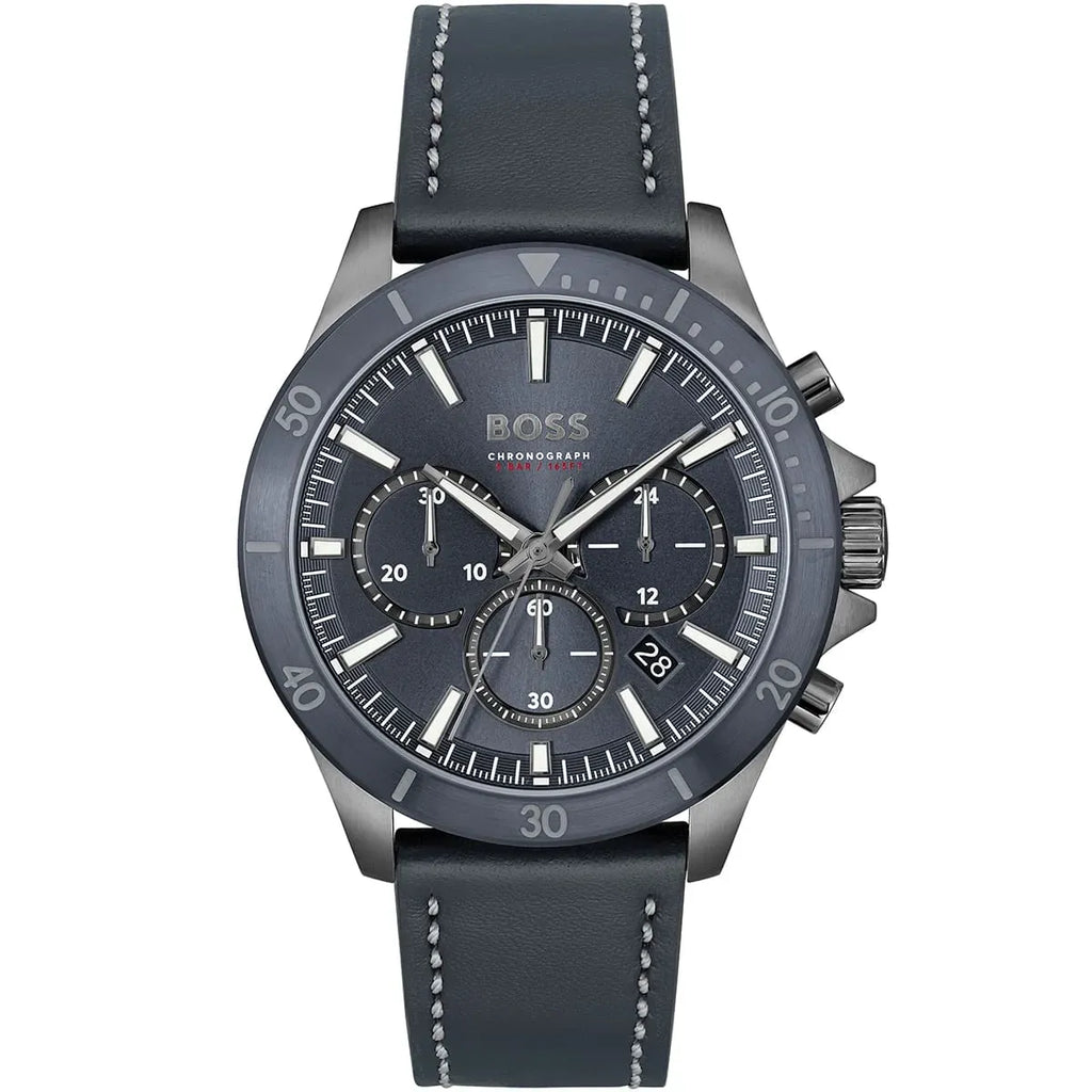 Hugo Boss 1514056 Troper Chronograph Men's Watch – Blue Dial & Blue Leather Strap