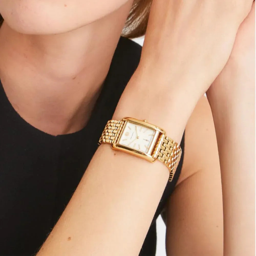 Tory Burch Eleanor White Dial Gold Steel Strap Watch for Women - TBW1060