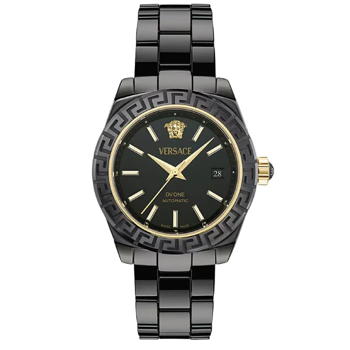 Versace DV One Mini Black Dial Black Steel Strap Watch for Women - VE9F00124
