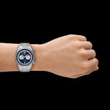Emporio Armani Racer Chronograph Blue Dial Silver Steel Strap Watch for Men - AR11676