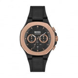 Hugo Boss Taper Chronograph Black Dial Black Leather Strap Watch for Men - 1514089