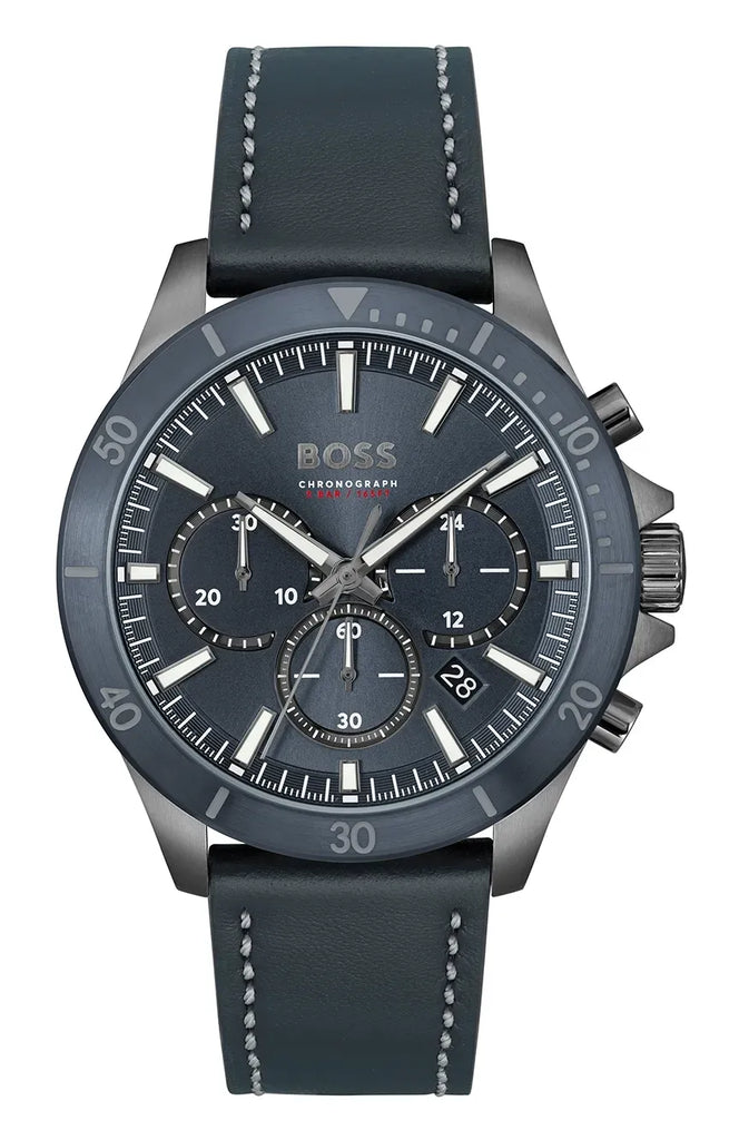 Hugo Boss 1514056 Troper Chronograph Men's Watch – Blue Dial & Blue Leather Strap