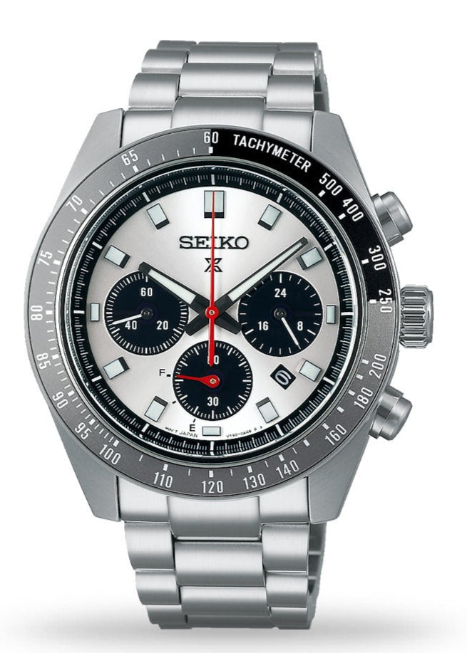 Seiko Prospex Speedtimer Solar Chronograph Silver Dial Silver Steel Strap Watch for Men - SSC911