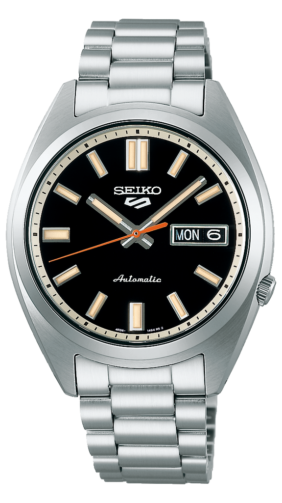 Seiko 5 Sports SNXS Series Automatic Black Dial Silver Steel Strap Watch for Men - SRPK89K1