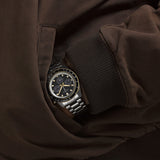 Seiko Prospex Speedtimer Solar Chronograph Black Dial Silver Steel Strap Watch for Men - SSC941