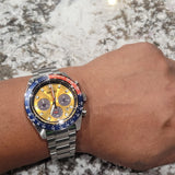 Seiko SSC947 Prospex Solar Chronograph 1969 Re-interpretation Quartz Men's Watch – Orange Dial & Silver Steel Strap