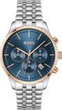Hugo Boss Avery Chronograph Blue Dial Silver Steel Strap Watch for Men - 1514158