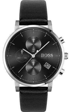 Hugo Boss 1513777 Integrity Chronograph Men's Watch – Black Dial & Black Leather Strap