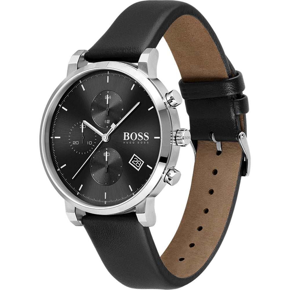Hugo Boss 1513777 Integrity Chronograph Men's Watch – Black Dial & Black Leather Strap