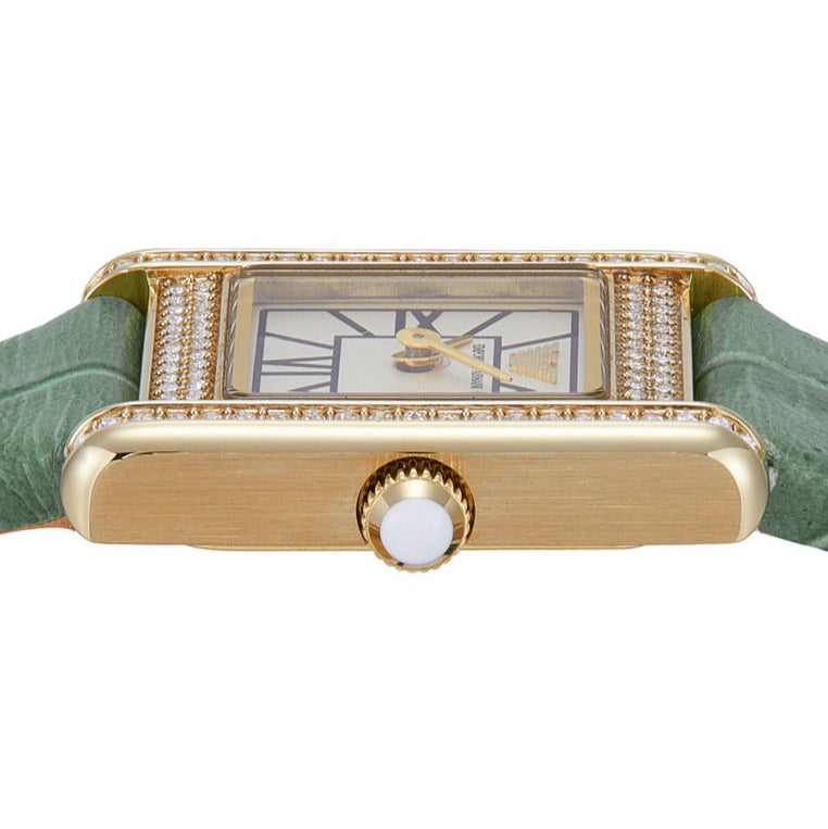 Emporio Armani Classic White Dial Green Leather Strap Watch for Women - AR11661