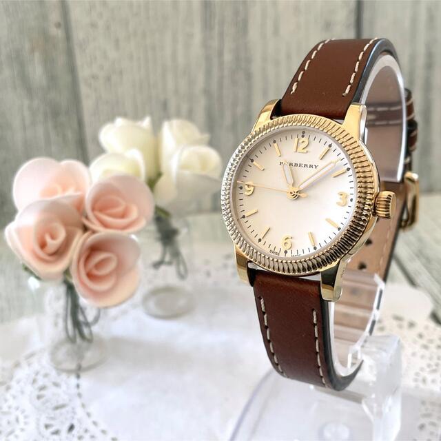Burberry The Utilitarian White Dial Brown Leather Strap Watch for Women - BU7865