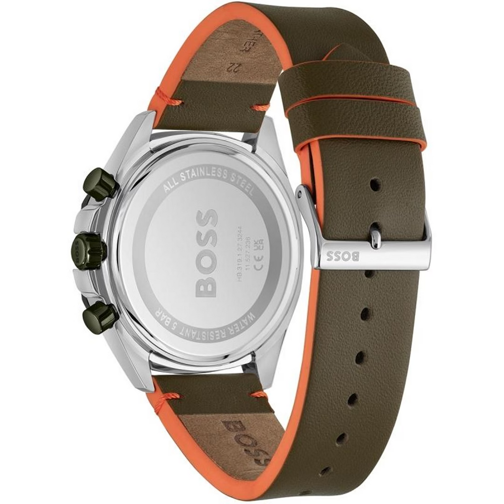 Hugo Boss 1514018 Cloud Chronograph Men's Watch – Olive Green Dial & Green Leather Strap