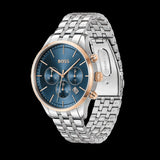 Hugo Boss Avery Chronograph Blue Dial Silver Steel Strap Watch for Men - 1514158