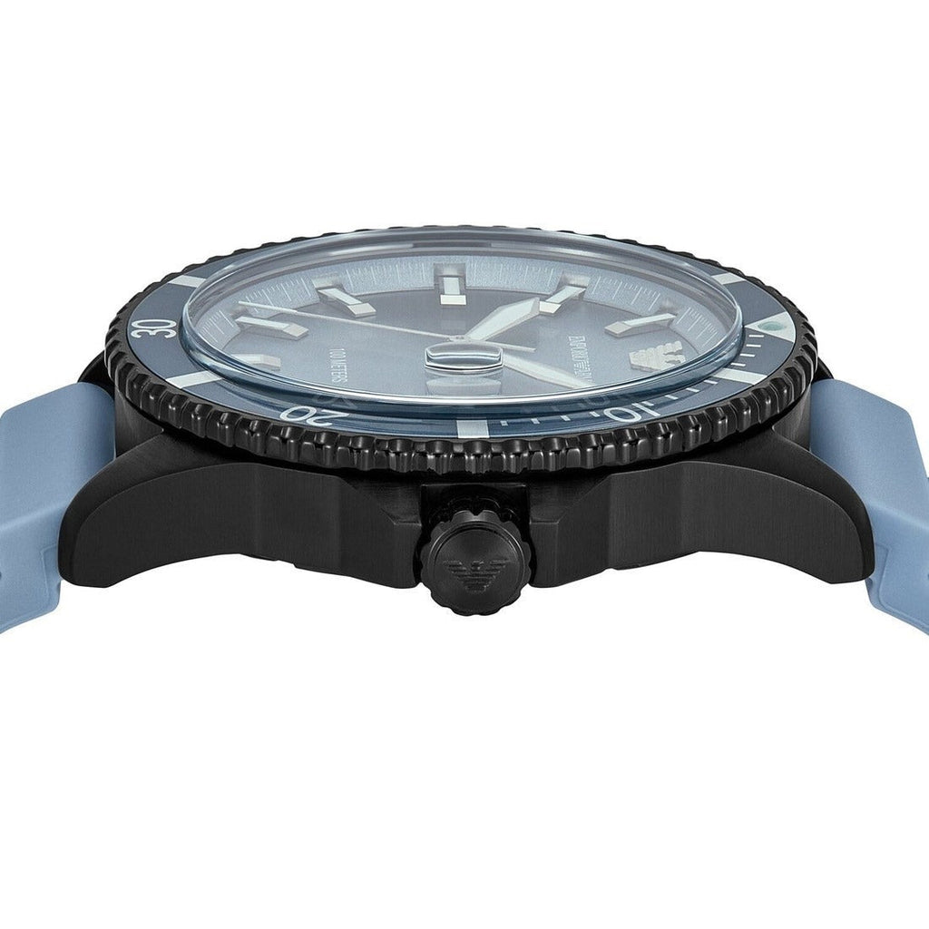 Emporio Armani Sea Explorer Divers Blue Dial Blue Silicone Strap Watch for Men - AR11685