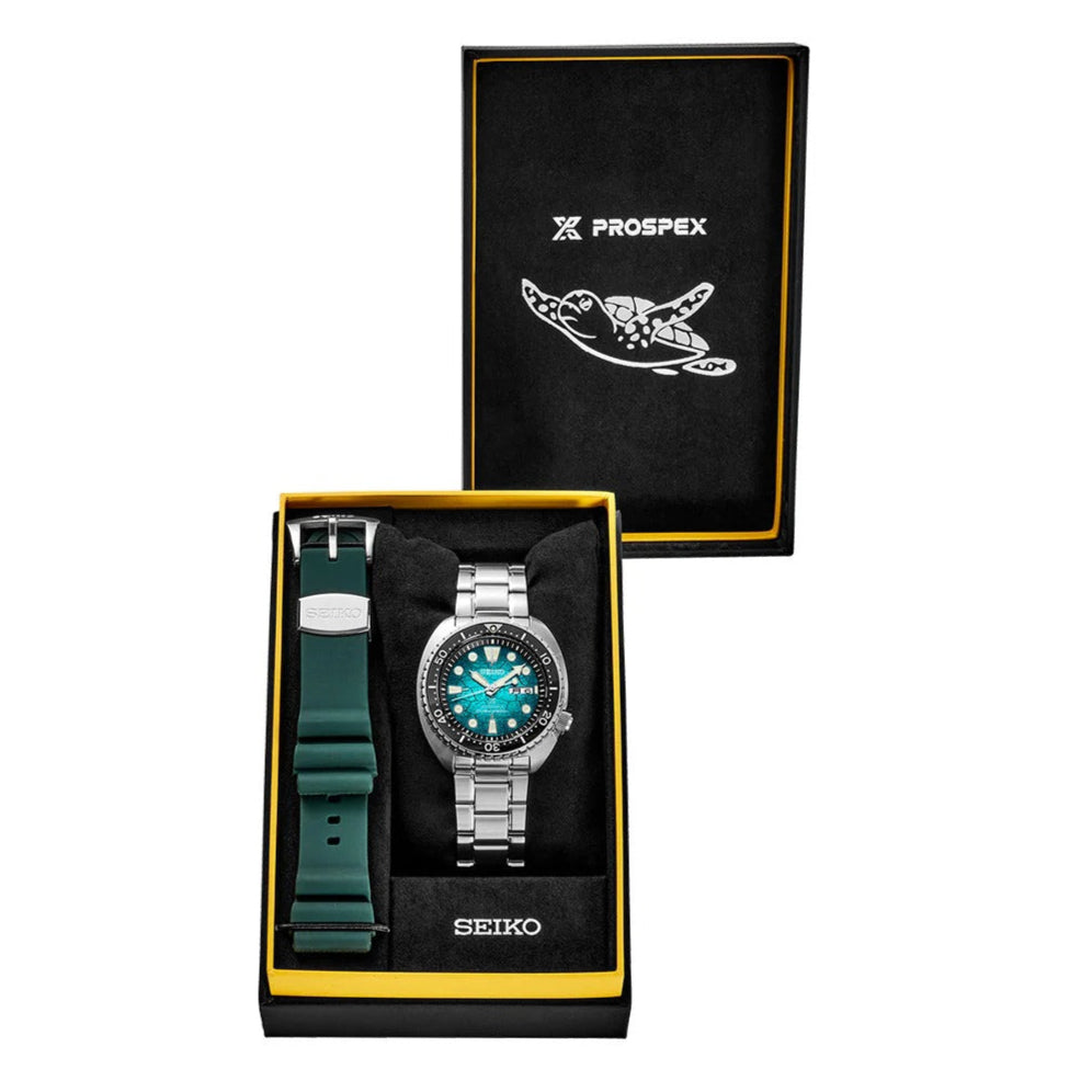 Seiko US Special Edition Automatic Green Dial Silver Steel Strap Watch for Men - SRPH57