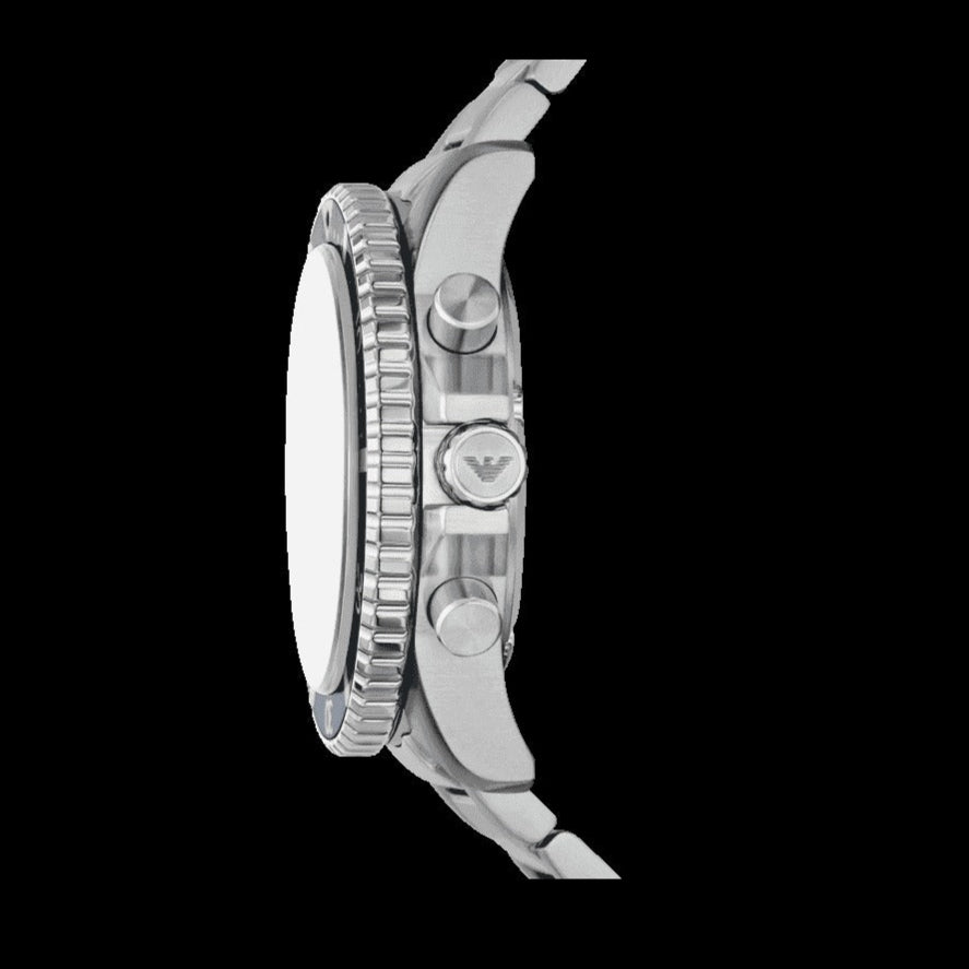 Emporio Armani World Explorer Chronograph Blue Dial Silver Steel Strap Watch for Men - AR11681