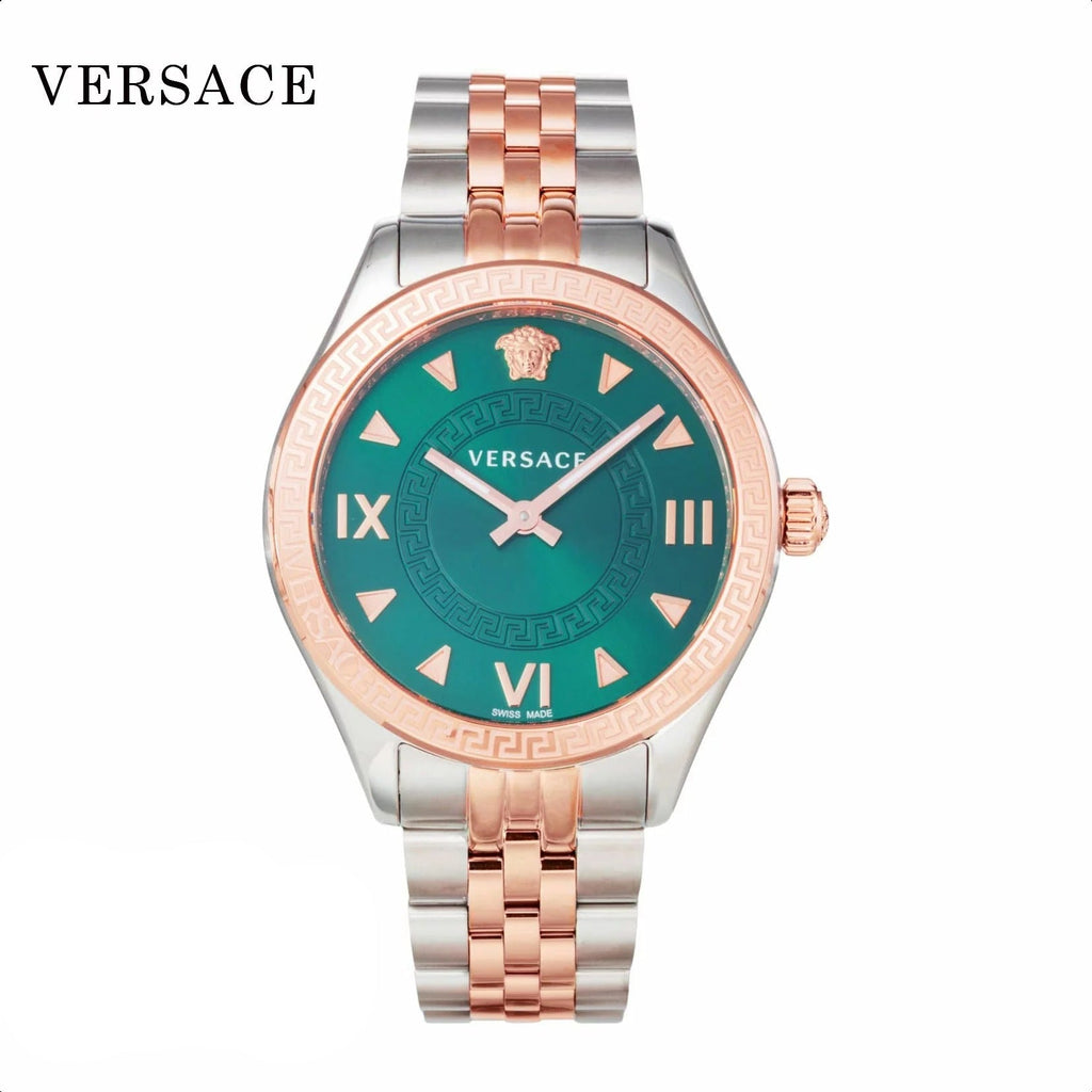 Versace Hellenyium Quartz Green Dial Two Tone Steel Strap Watch for Women - VE2S00422