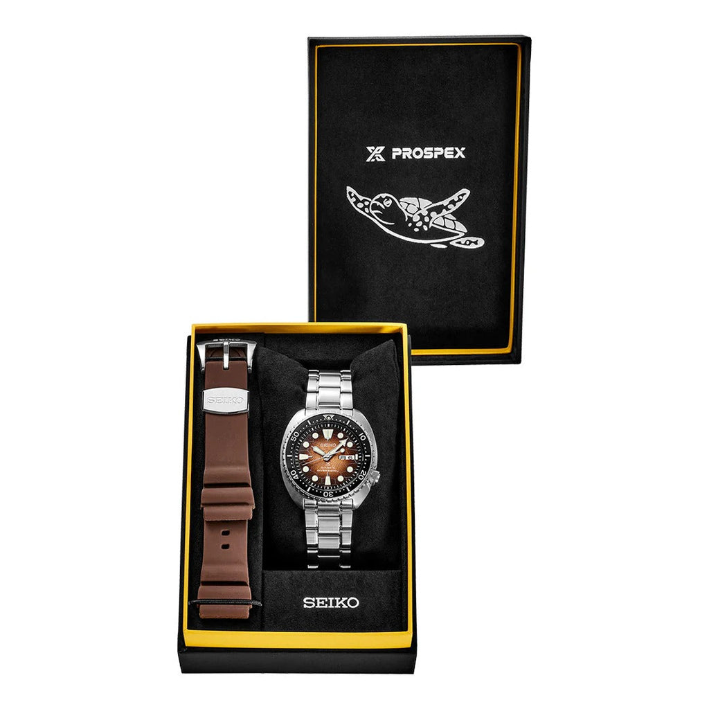 Seiko Prospex US Special Edition King Turtle Automatic Brown Dial Silver Steel Strap Watch for Men - SRPH55