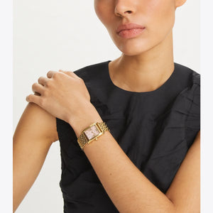 Tory Burch Eleanor White Dial Tri Tone Steel Strap Watch for Women - TBW1078