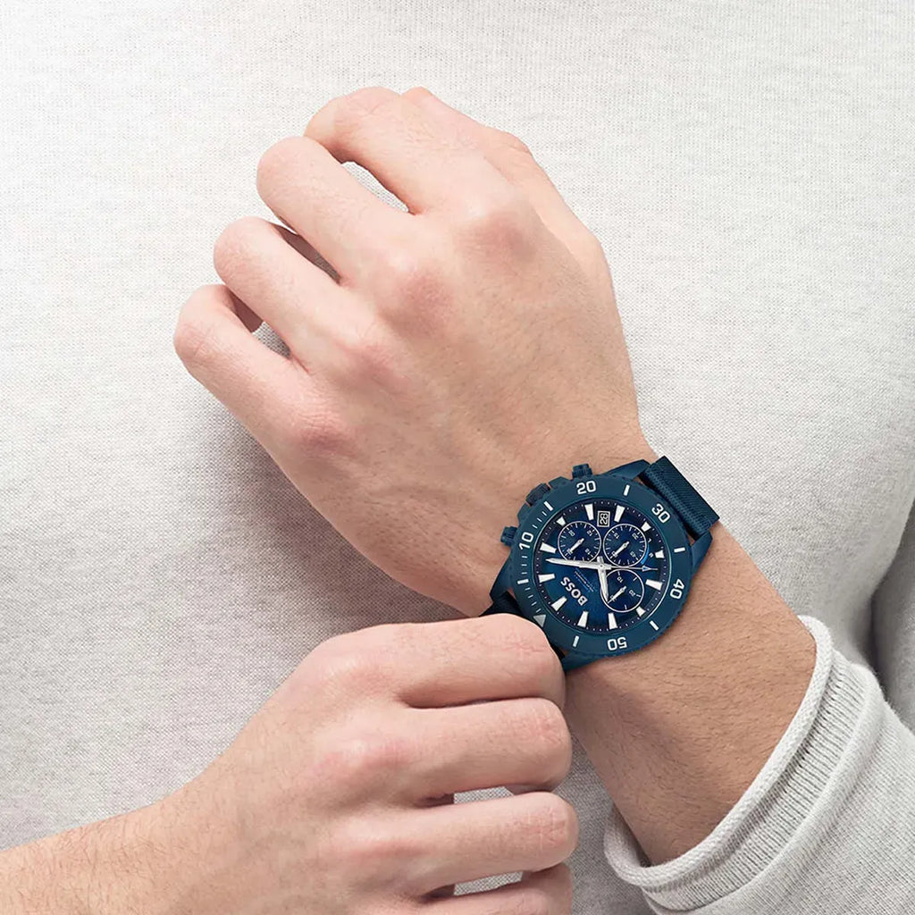 Hugo Boss 1513919 Admiral Chronograph Men's Watch – Blue Dial & Blue Nylon Strap