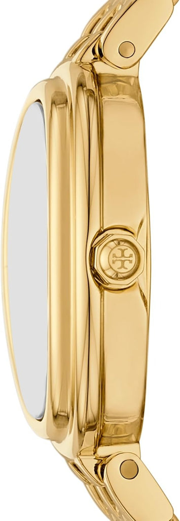 Tory Burch Oval White Dial Gold Steel Strap Watch for Women - TBW6032