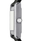 Emporio Armani Classic Crystals Silver Dial Black Leather Strap Watch for Women - AR11660