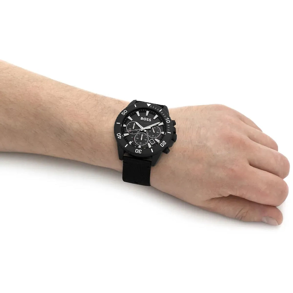 Hugo Boss 1513918 Admiral Chronograph Men's Watch – Black Dial & Black Nylon Strap