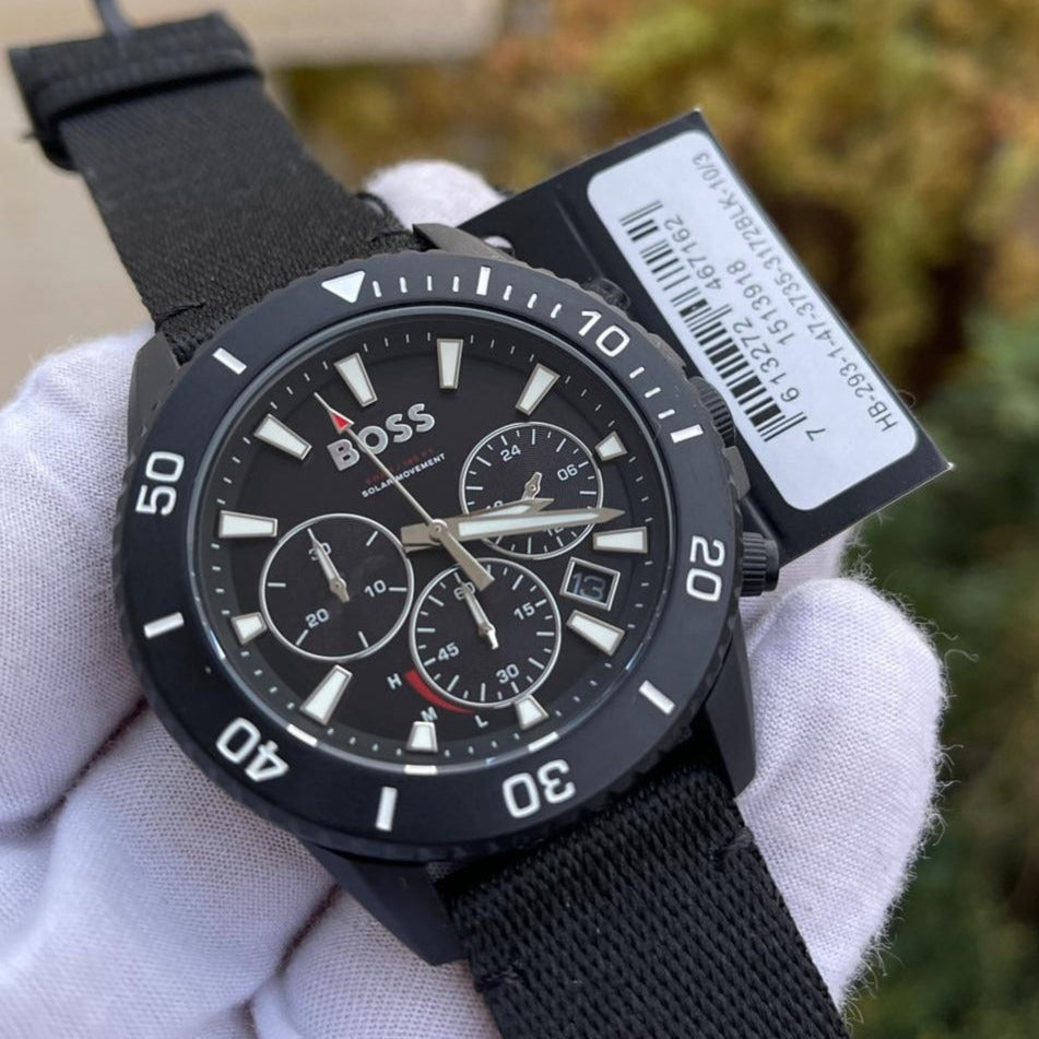 Hugo Boss 1513918 Admiral Chronograph Men's Watch – Black Dial & Black Nylon Strap