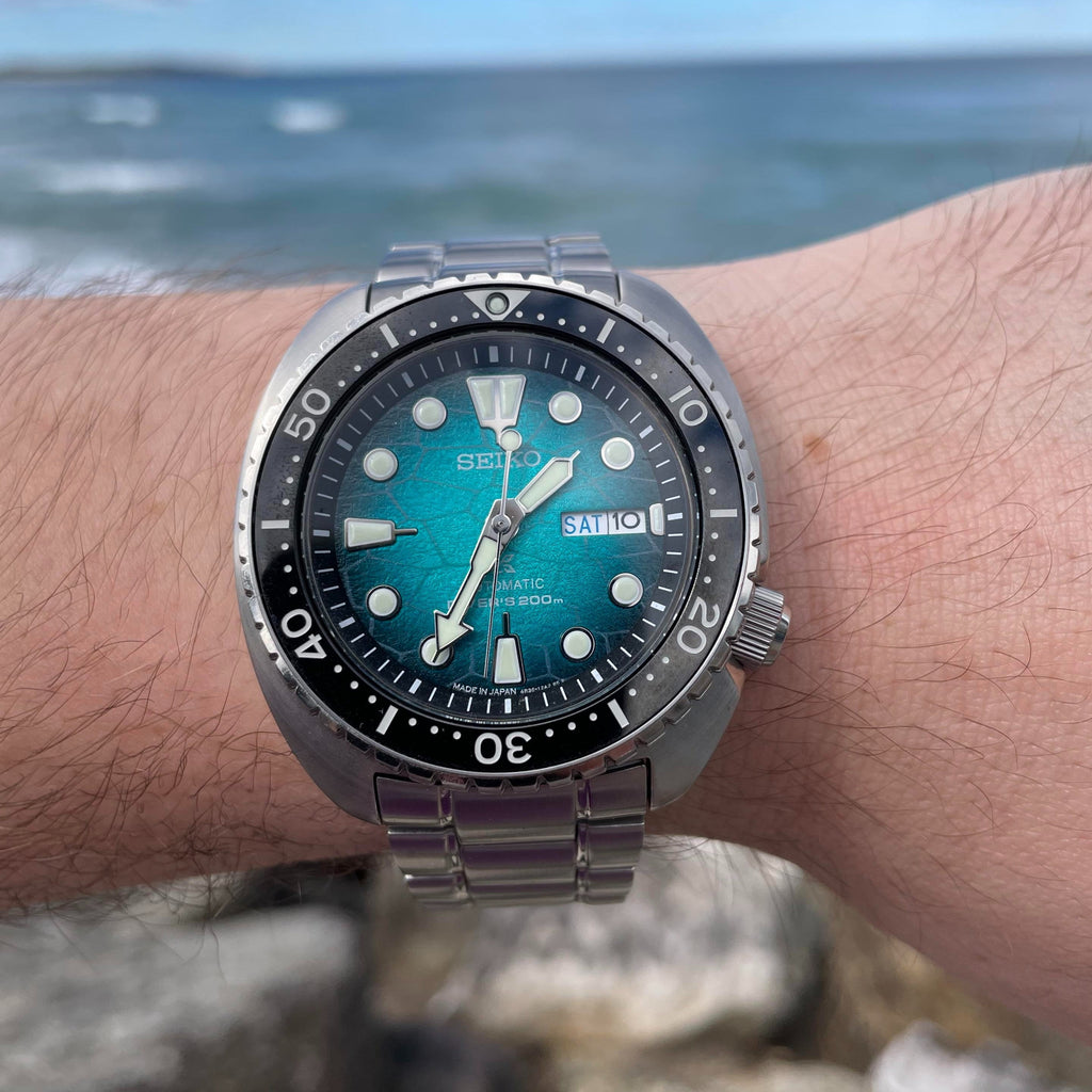 Seiko US Special Edition Automatic Green Dial Silver Steel Strap Watch for Men - SRPH57