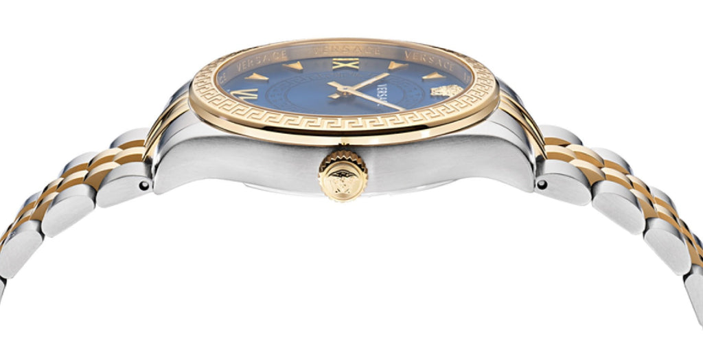 Versace Hellenyium Quartz Blue Dial Two Tone Steel Strap Watch for Women - VE2S00522