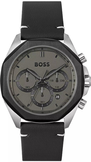 Hugo Boss 1514014 Cloud Chronograph Men's Watch – Grey Dial & Black Leather Strap