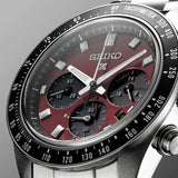 Seiko Prospex US Special Edition Speedtimer Solar Chronograph Red Dial Silver Steel Strap Watch for Men - SSC927