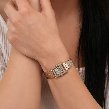 Emporio Armani Genni Crystals Gold Dial Gold Steel Strap Watch for Women  - AR11663