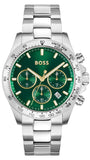 Hugo Boss 1514217 Hero Chronograph Men's Watch – Green Dial & Silver Steel Strap