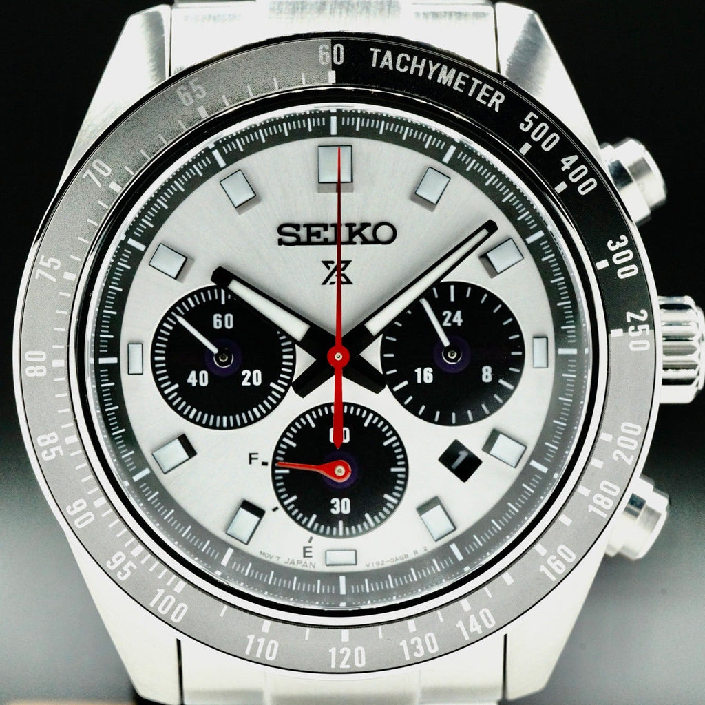 Seiko Prospex Speedtimer Solar Chronograph Silver Dial Silver Steel Strap Watch for Men - SSC911