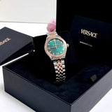 Versace Hellenyium Quartz Green Dial Two Tone Steel Strap Watch for Women - VE2S00422