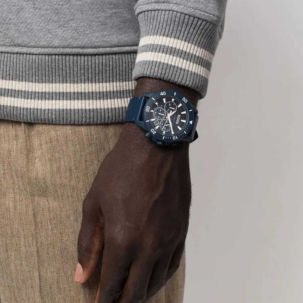 Hugo Boss 1513919 Admiral Chronograph Men's Watch – Blue Dial & Blue Nylon Strap