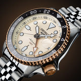 Seiko 5 GMT Sport Asia Exclusive Limited Edition Off White Dial Silver Steel Strap Watch for Men - SSK046K1