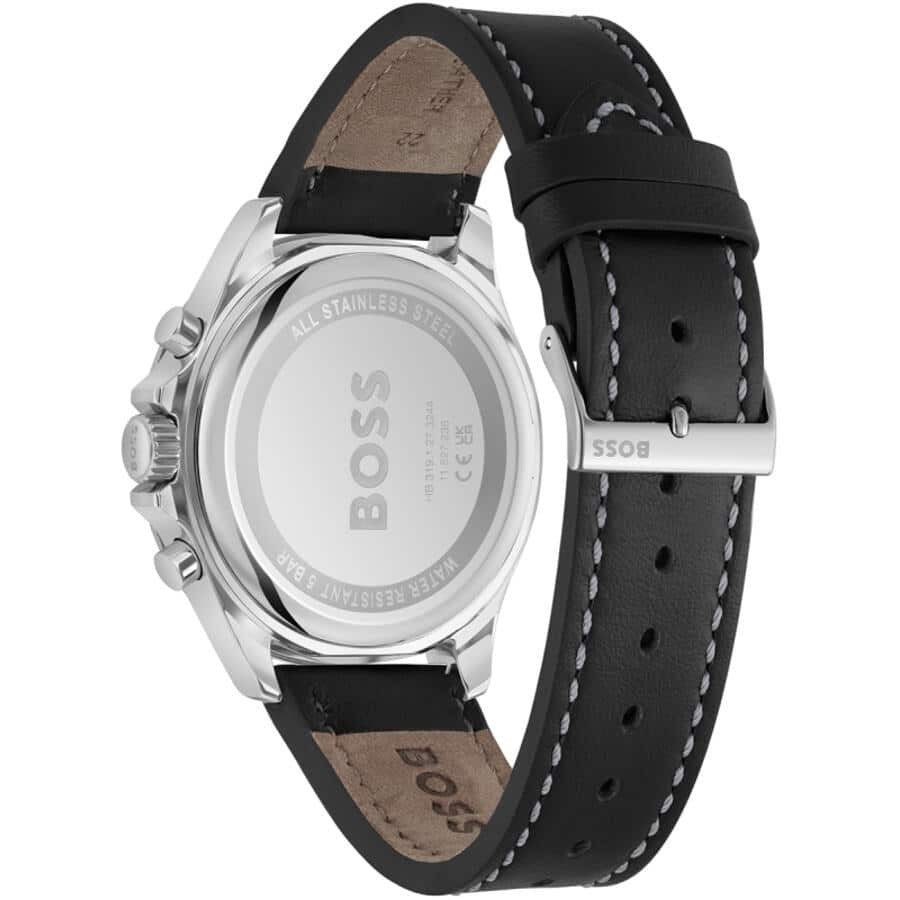 Hugo Boss 1514055 Troper Chronograph Men's Watch – Black Dial & Black Leather Strap