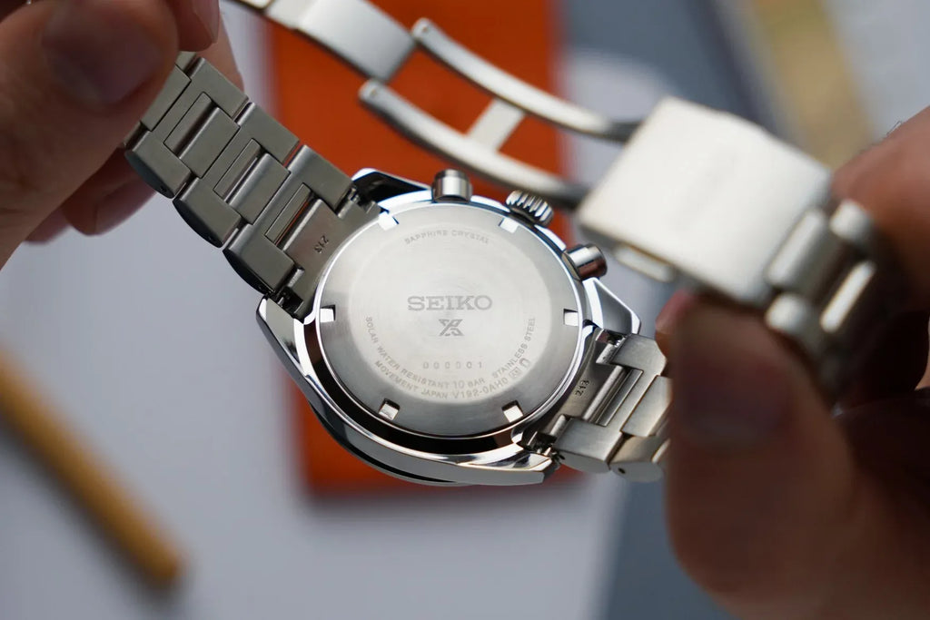 Seiko SSC947 Prospex Solar Chronograph 1969 Re-interpretation Quartz Men's Watch – Orange Dial & Silver Steel Strap