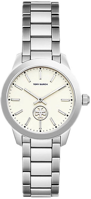 Tory Burch Collins White Dial Silver Steel Strap Watch for Women - TBW1301